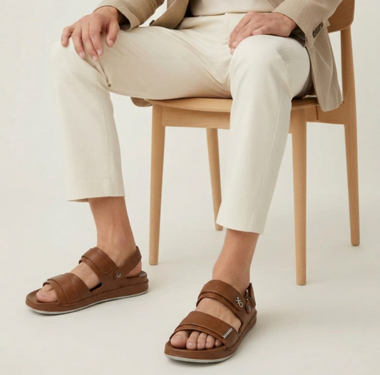 Elite Skechers Leather Dual-Strap Sandals