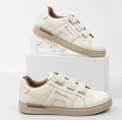 Santoni Luxury Pebbled Leather Triple-Strap Sneakers