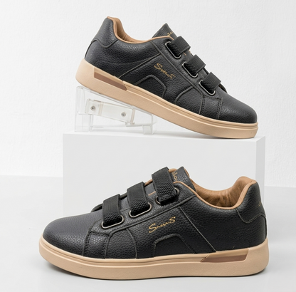 Santoni Luxury Pebbled Leather Triple-Strap Sneakers